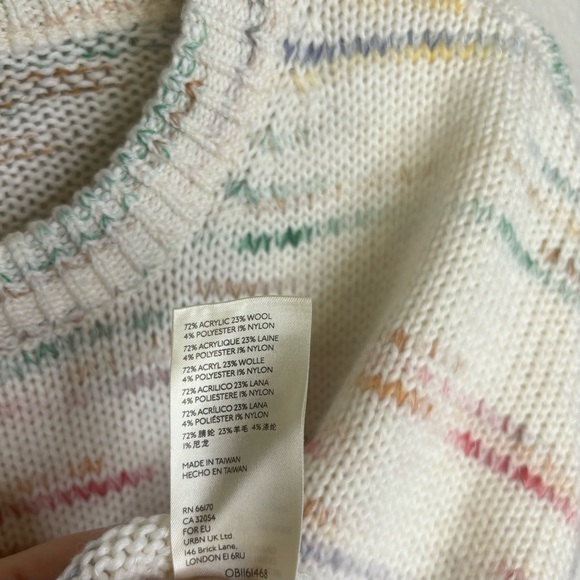 Urban Outfitters Wool Sweater, Small, Ivory Cropped, Chunky Knit - Picture 11 of 11